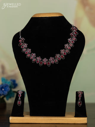 Oxidised necklace with ruby stones