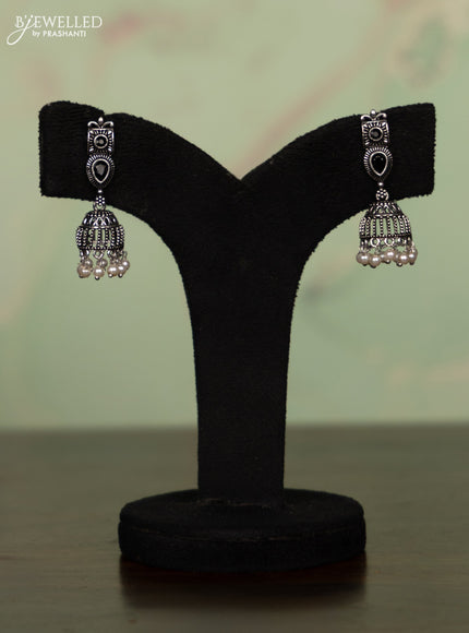 Oxidised necklace with black stones