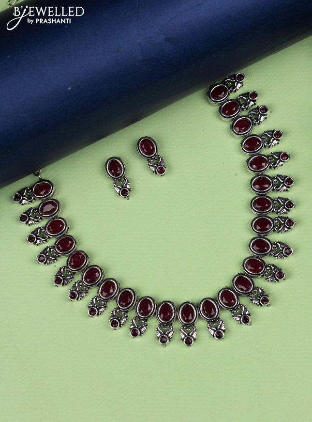 Oxidised necklace with ruby stones