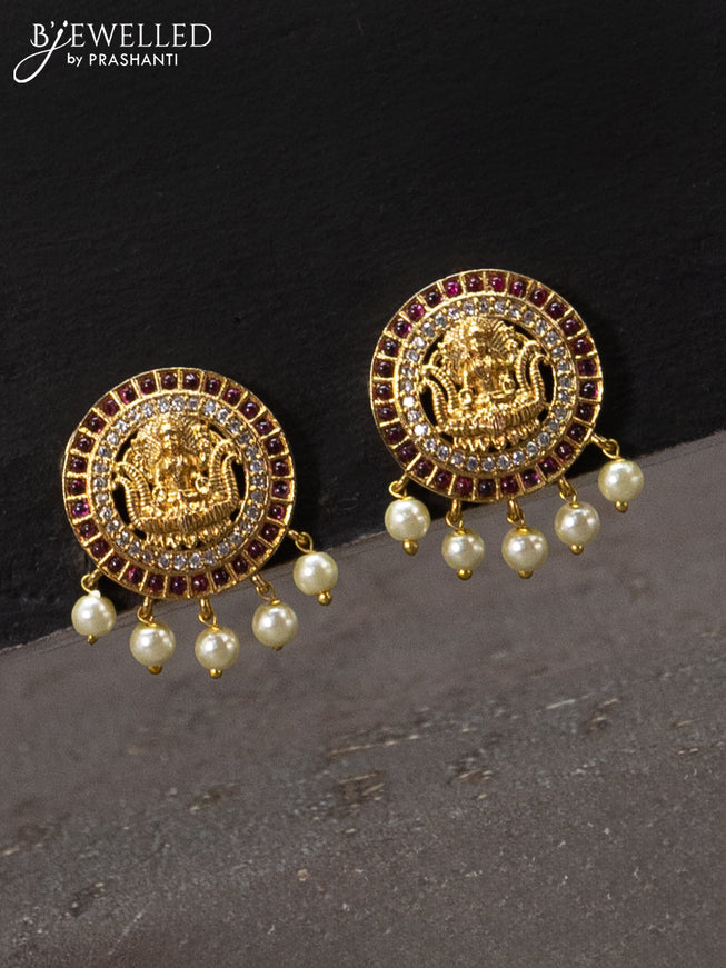 Antique Choker lakshmi design with kemp & cz stones and pearl hangings