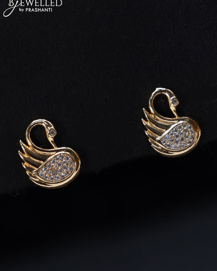 Rose gold earrings swan design with cz stones
