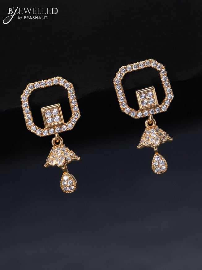 Rose gold earrings with cz stones and hangings