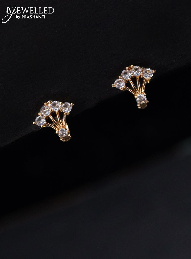 Rose gold hanging type earrings with cz stones