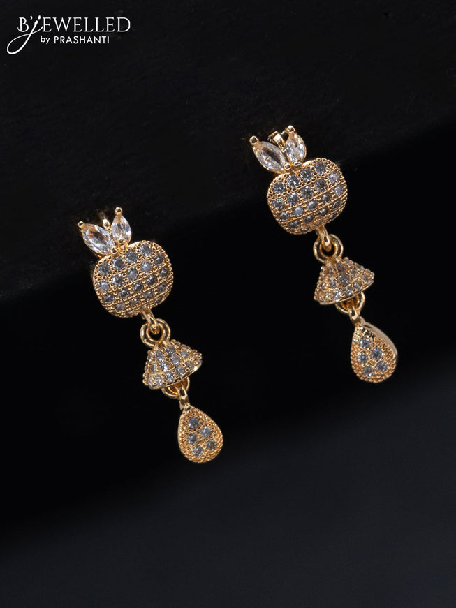 Rose gold hangings type earrings with cz stones