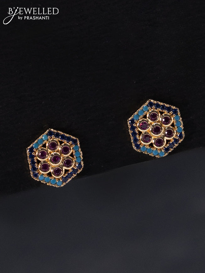 Rose gold earrings with multicolour stones