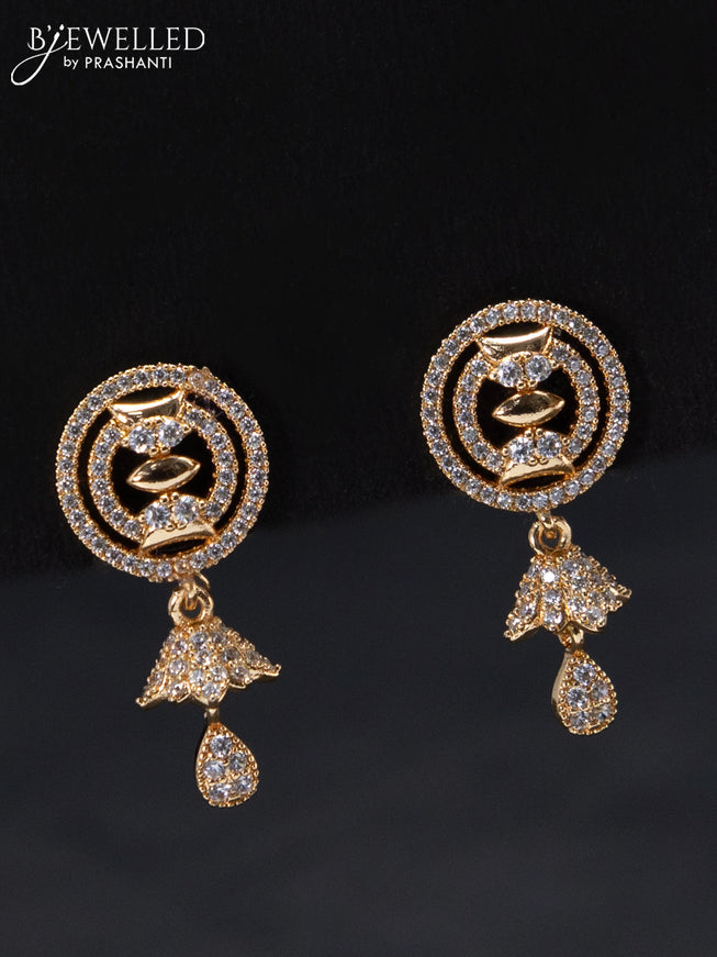 Rose gold earrings with cz stones and hangings