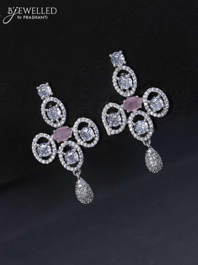 Zircon necklace with baby pink and cz stones