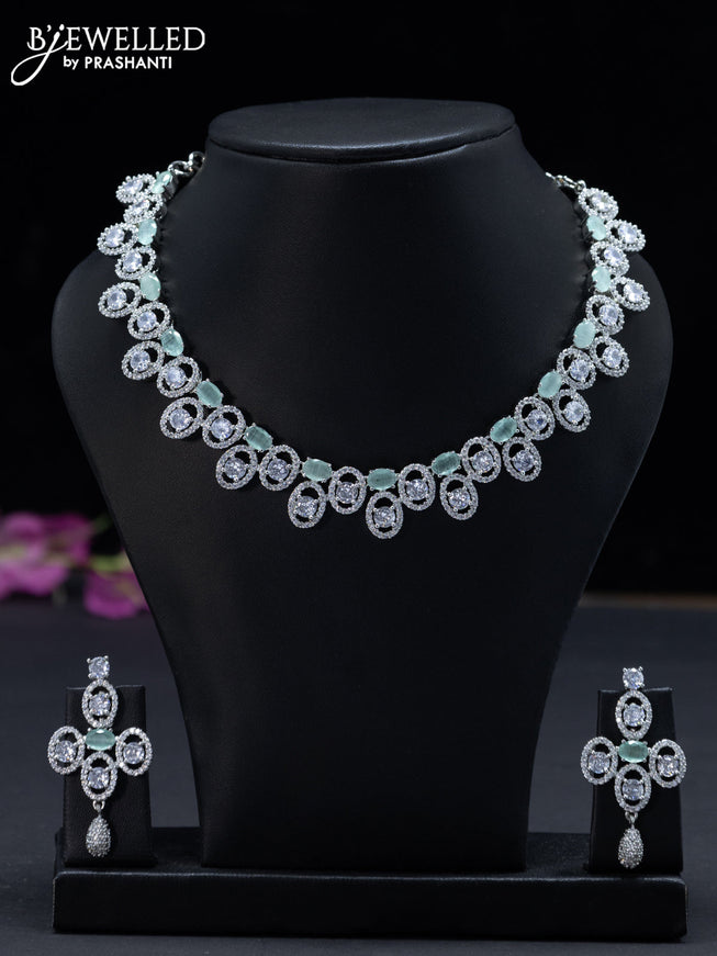 Zircon necklace with mint green and cz stones