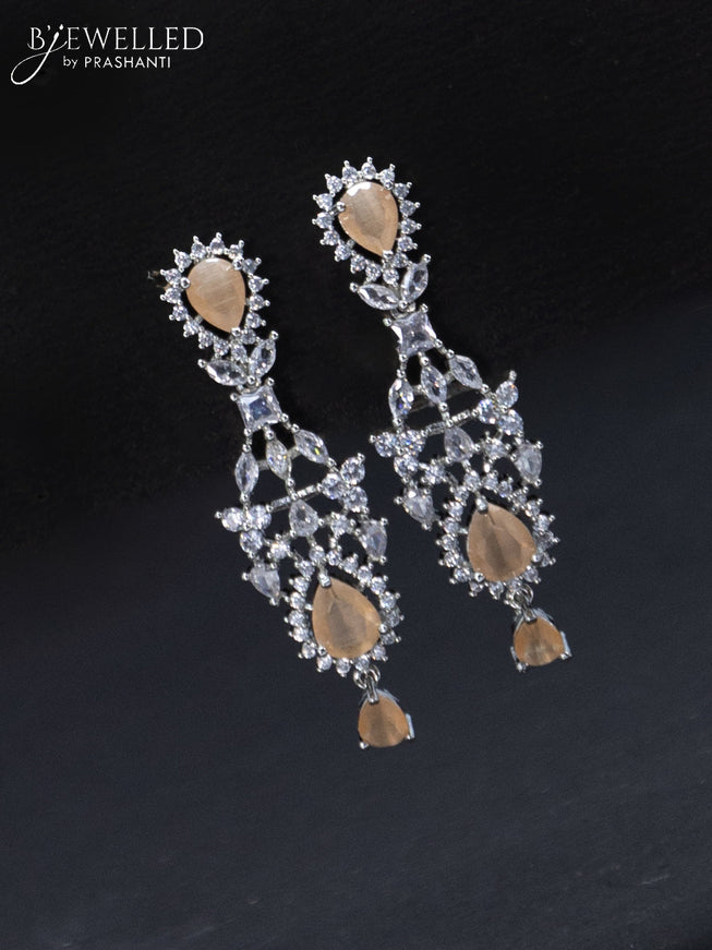 Zircon necklace with peach and cz stones