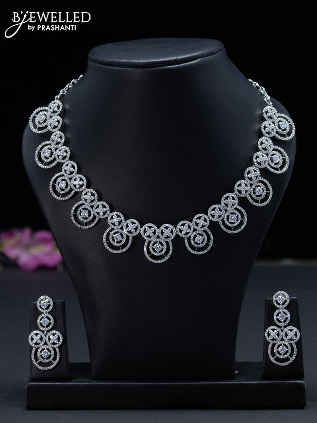 Zircon necklace floral design with cz stones