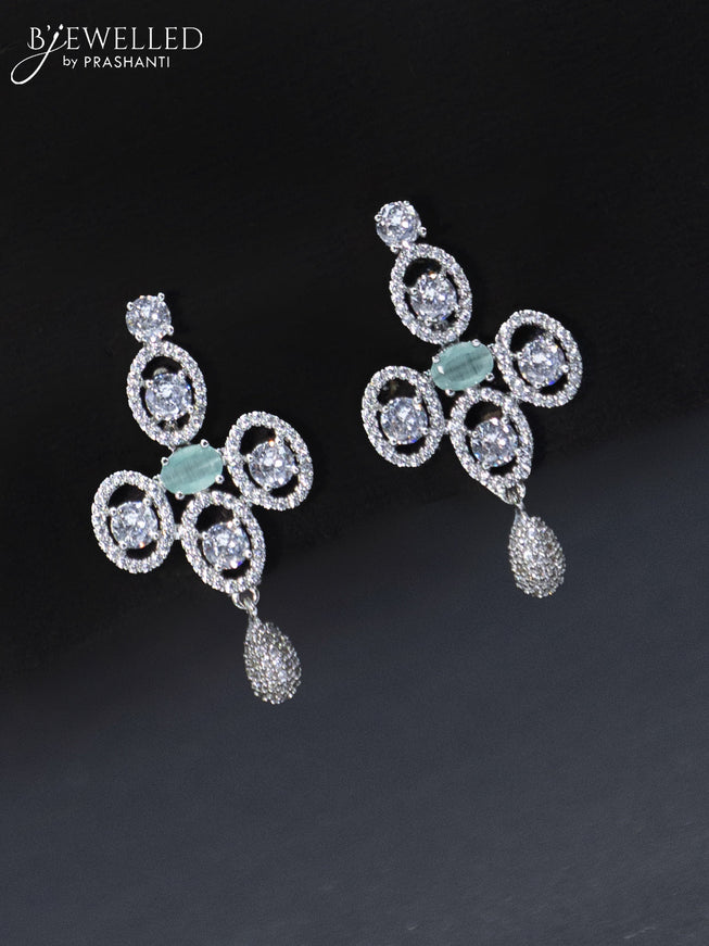 Zircon necklace with mint green and cz stones