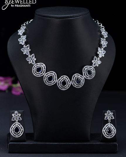 Zircon necklace with sapphire and cz stones