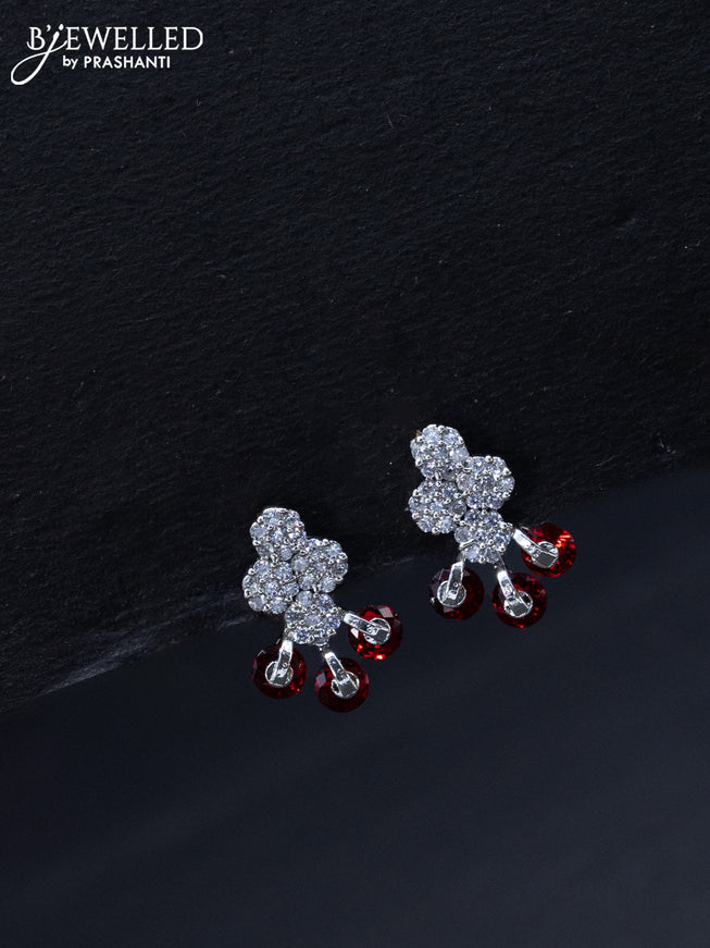Zircon necklace floral design with red and cz stones