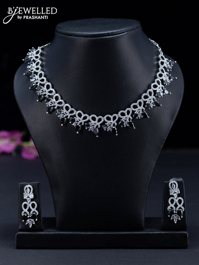 Zircon necklace with black and cz stones