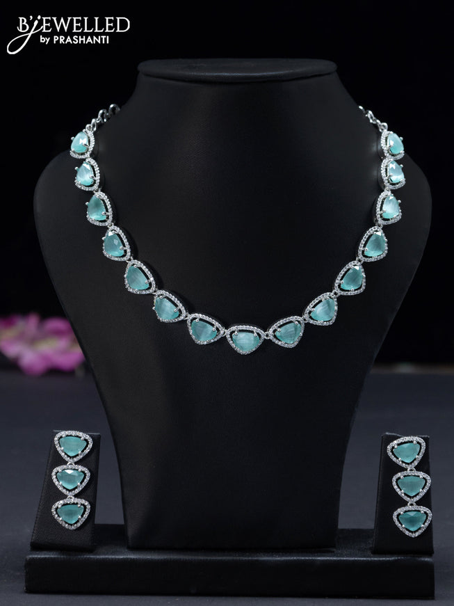 Zircon necklace with ice blue and cz stones