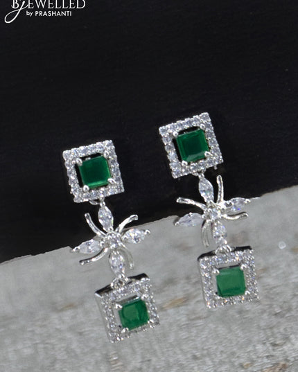 Zircon haaram floral design with emerald and cz stones