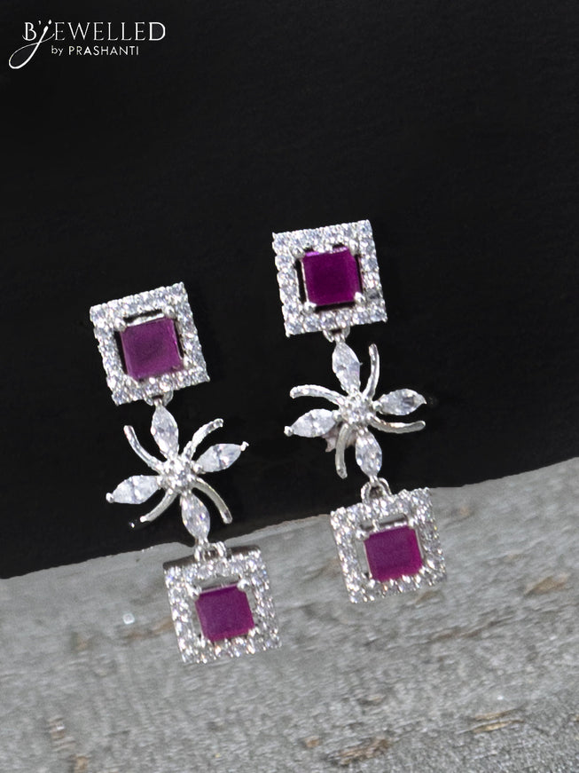 Zircon haaram floral design with ruby and cz stones