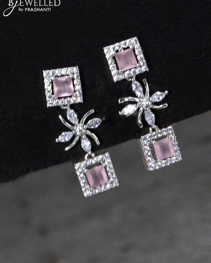 Zircon haaram floral design with baby pink and cz stones