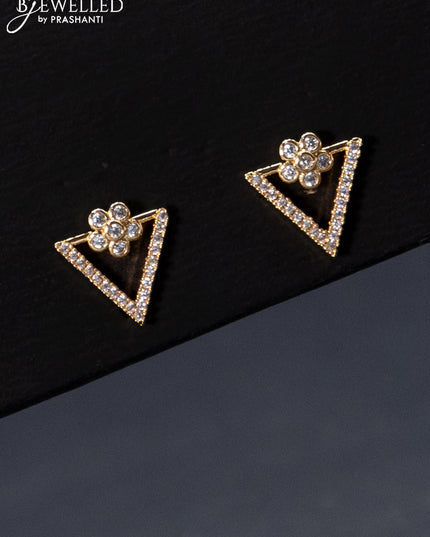 Rose gold earrings geometric design with cz stones