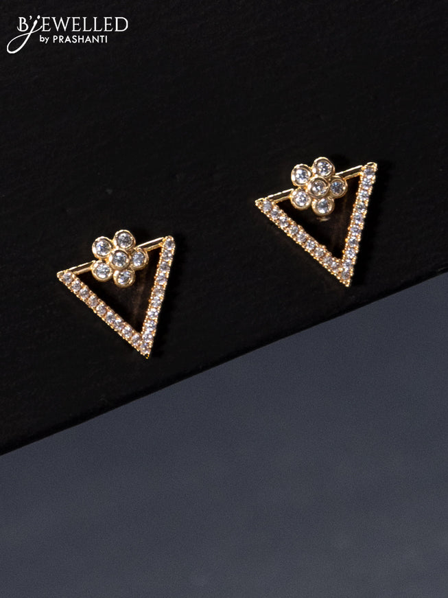 Rose gold earrings geometric design with cz stones
