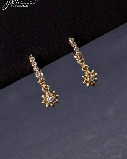 Rose gold hanging type earrings with cz stones