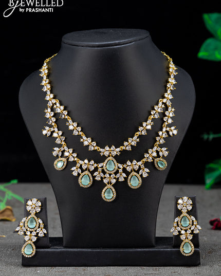 Antique necklace with mint green and cz stones