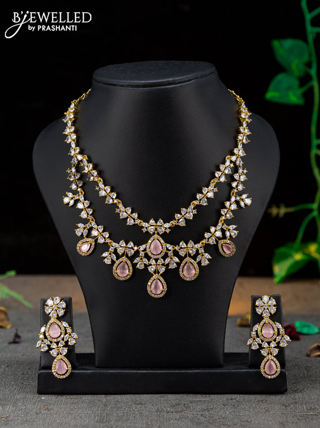 Antique necklace with baby pink and cz stones