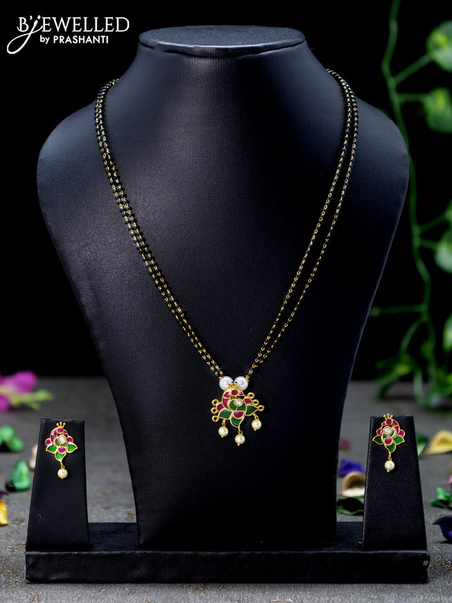 Mangalsutra double layer with peacock design and pearl hangings
