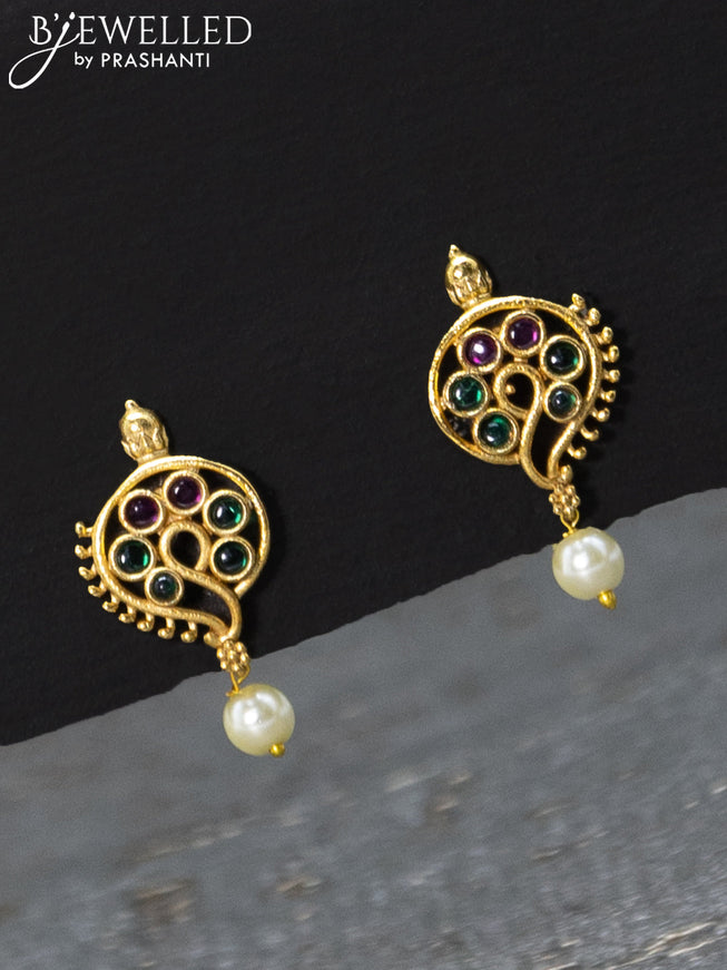 Mangalsutra double layer peacock design with kemp stones
