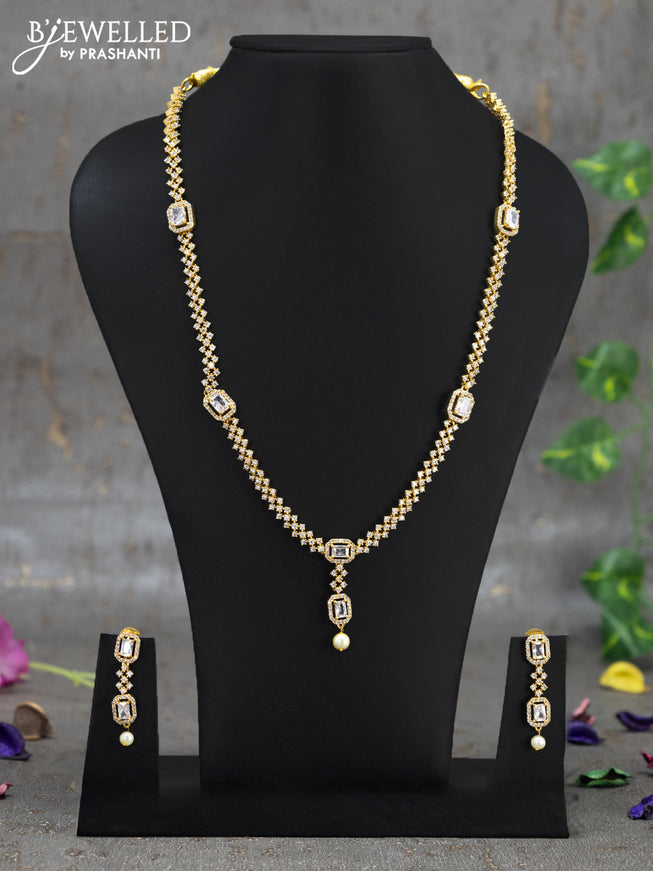 Antique haaram with cz stone and pearl hangings