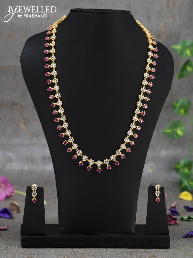 Antique haaram floral design with pink kemp and cz stone