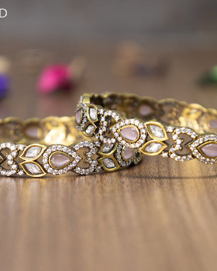 Victorian bangles with baby pink and cz stones