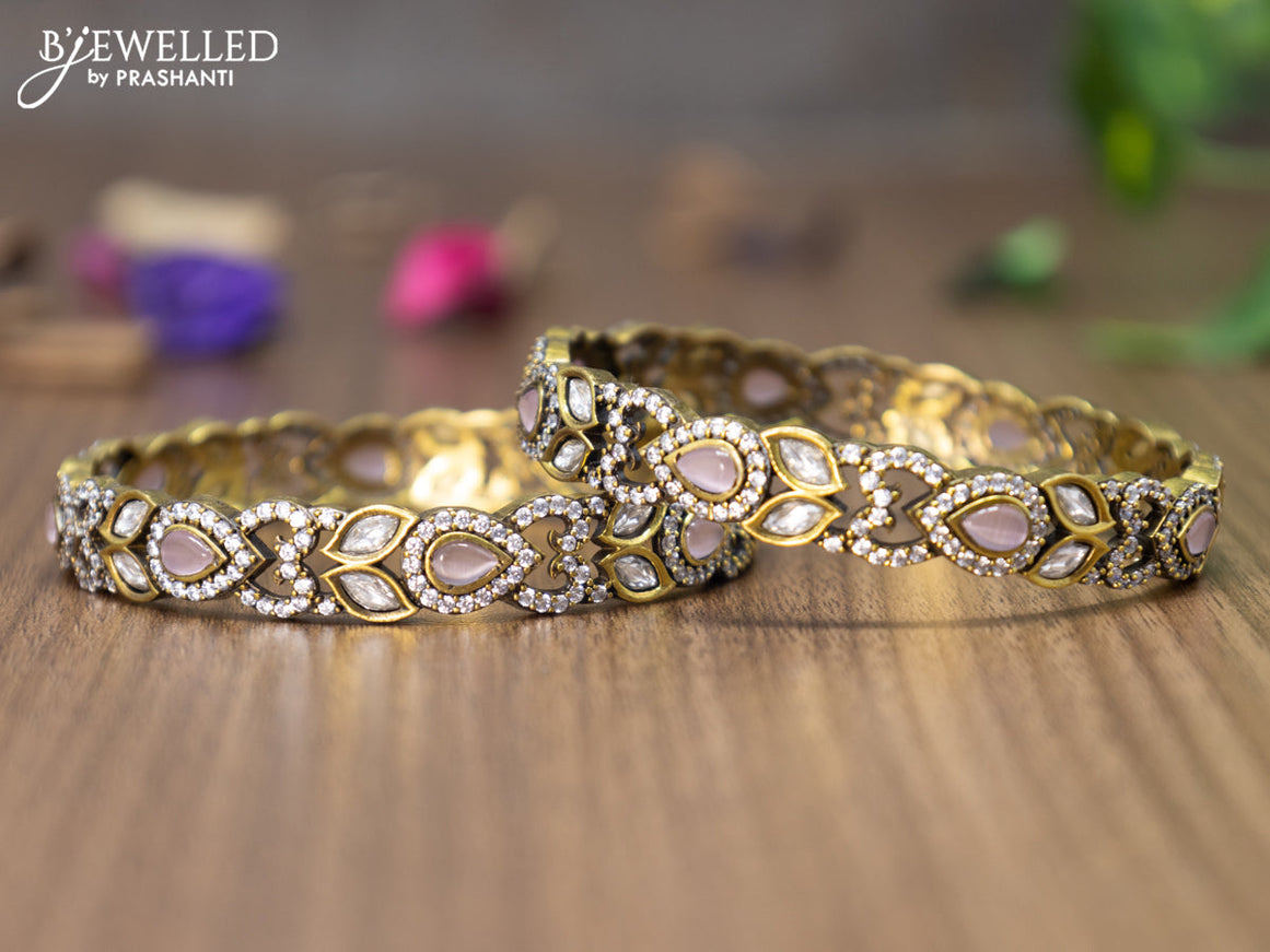 Victorian bangles with baby pink and cz stones