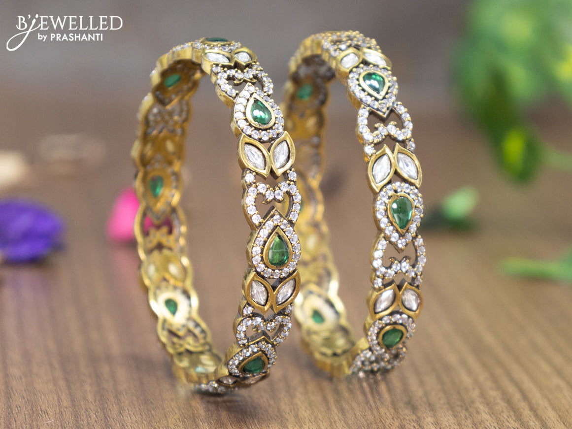 Victorian bangles with emerald and cz stones