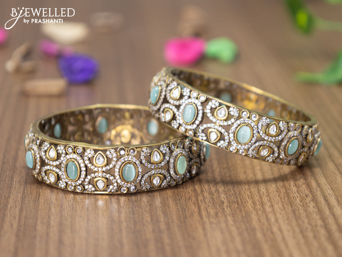 Victorian bangles with mint green and cz stones