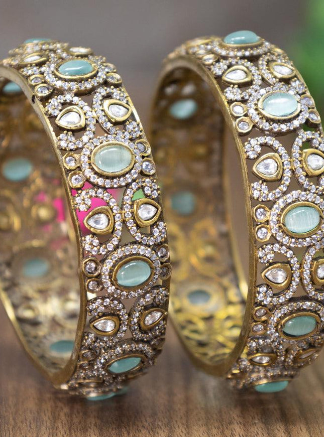 Victorian bangles with mint green and cz stones