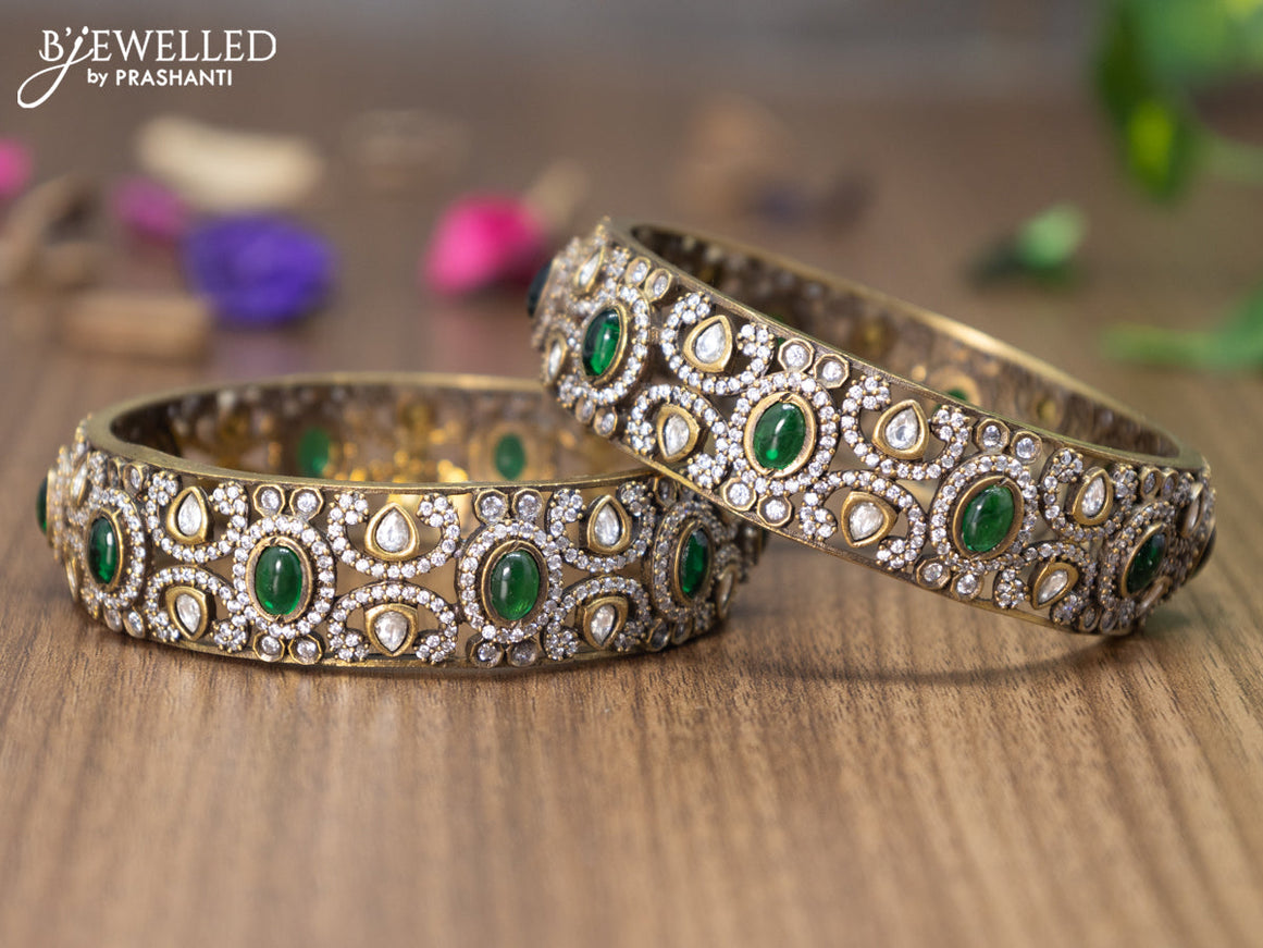 Victorian bangles with emerald and cz stones