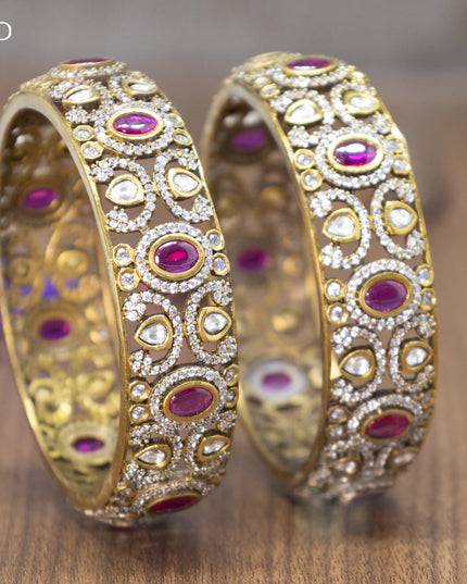 Victorian bangles with pink kemp and cz stones