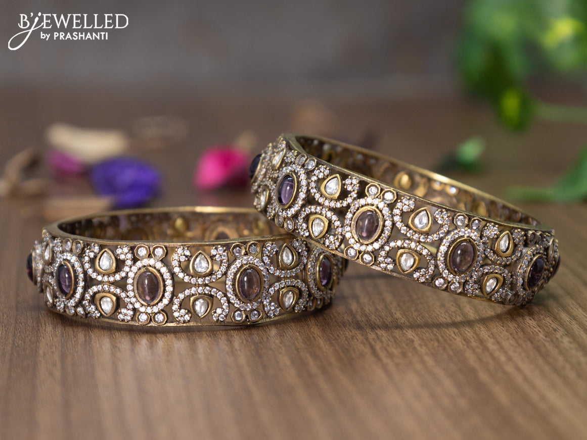 Victorian bangles with violet and cz stones