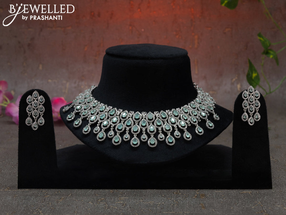 Zircon choker with mint green and cz stones