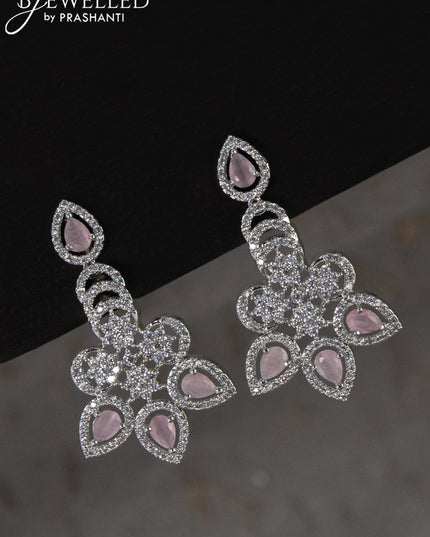 Zircon choker floral design with baby pink and cz stones
