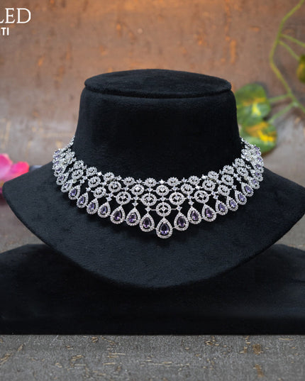 Zircon choker with lavender and cz stones