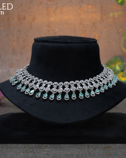 Zircon choker with ice blue and cz stones