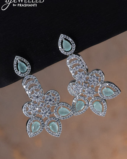 Zircon choker floral design with mint green and cz stones