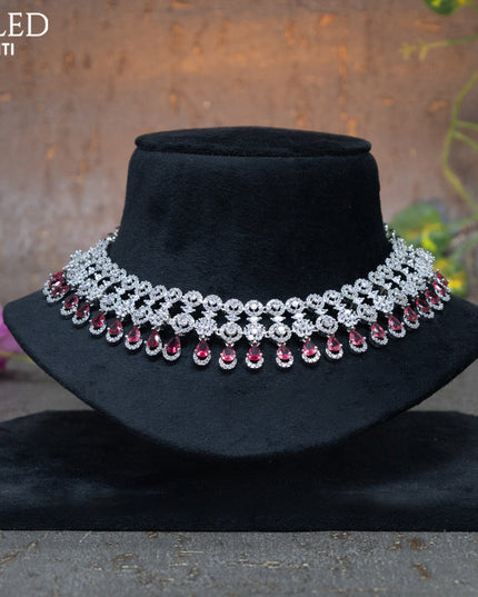 Zircon choker with ruby and cz stones