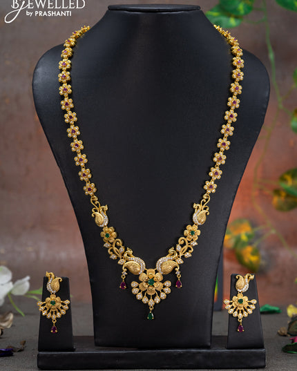 Antique haaram floral design with kemp and cz stone