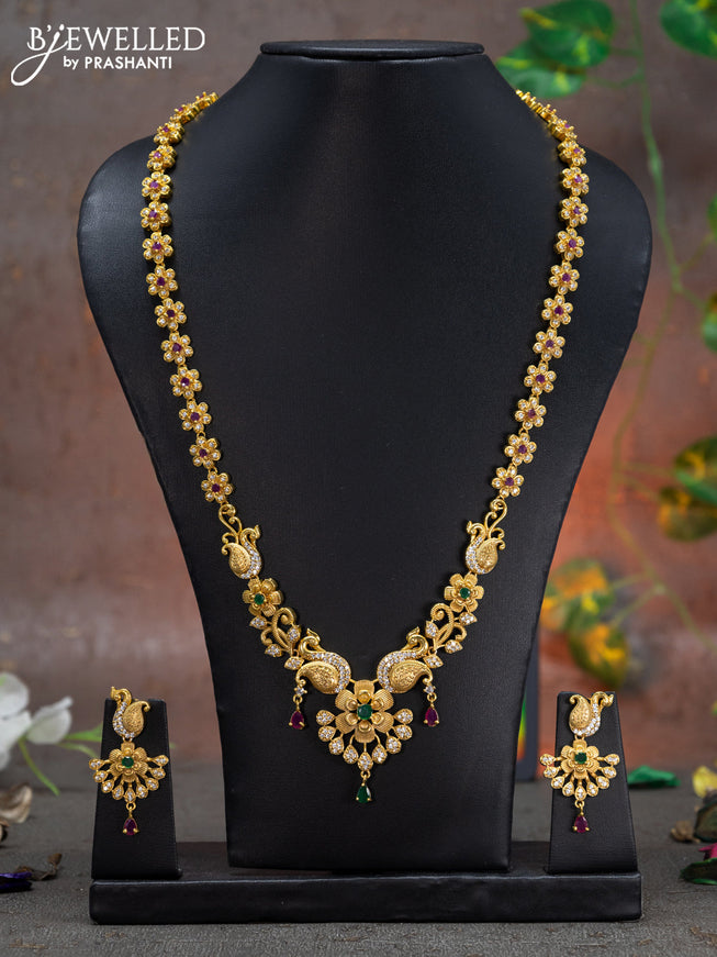 Antique haaram floral design with kemp and cz stone