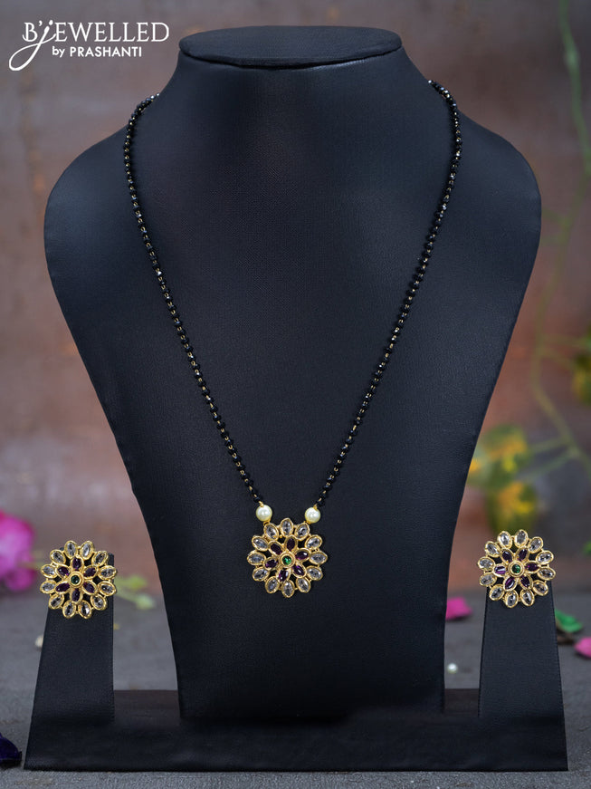 Mangalsutra floral design with kemp and cz stones