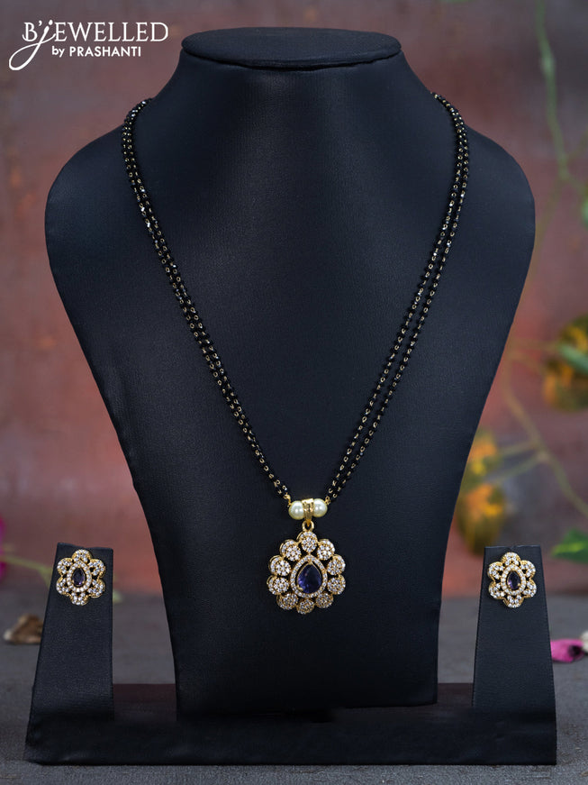 Mangalsutra double layer with lavender and cz stones