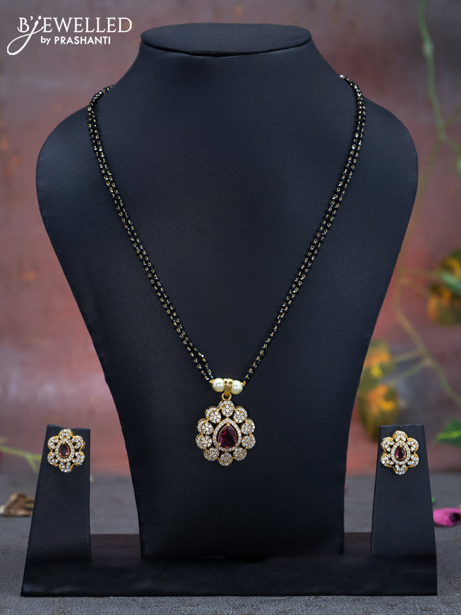 Mangalsutra double layer with ruby and cz stones